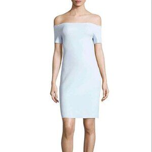 Helmut Lang Off-Shoulder Bodycon Sheath Dress, Light Blue, Womens Size Small